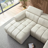 English Elm Wall-Hugger Reclining Sofa Modern Electric Control Genuine Leather L Shaped Couch,Lounge Seat Theater Seating Furniture With Usb Port, Sofa With Headrest & Footrest For Living Room,Apartment,Office