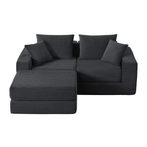 English Elm Modular Cloud Sectional Corduroy Sofa Deep Seat Comfort for Flexible Living Spaces Dark Gray W3396P435277