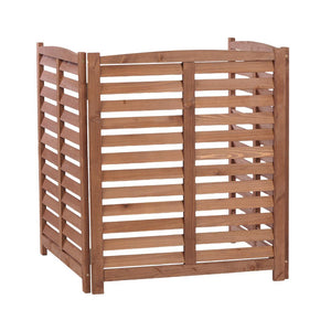 English Elm 3-panel Slatted Wood Outdoor Privacy Screen for Ac Units Trash Enclosures Gardens Brown W2640P272036