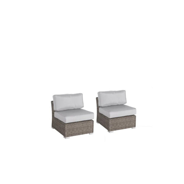 English Elm Minnesota Wicker Sectional Armless Seating Set - Grey, Stylish Outdoor Comfort For Patios & Decks B120P233838