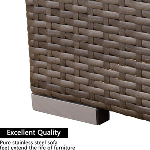 English Elm 59.8"width Outdoor Pe Rattan Modular Loveseat Set with Weather Resistant Cushions B082P455123