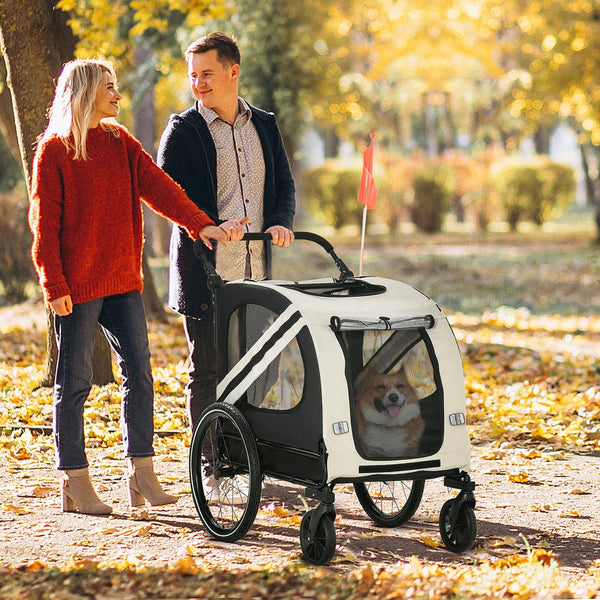 English Elm Aosom Convertible Pet Bike Trailer Stroller for Small Dogs Oxford Fabric Safe Ride W2225P229721