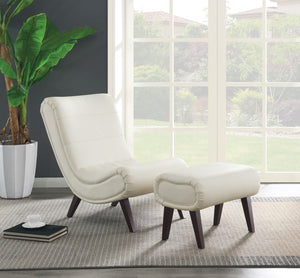 OSP Home Furnishings Hawkins Lounger with Ottoman White