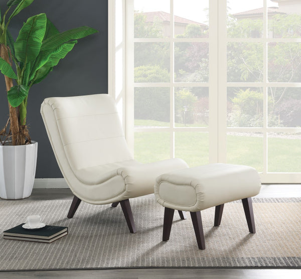 OSP Home Furnishings Hawkins Lounger with Ottoman White