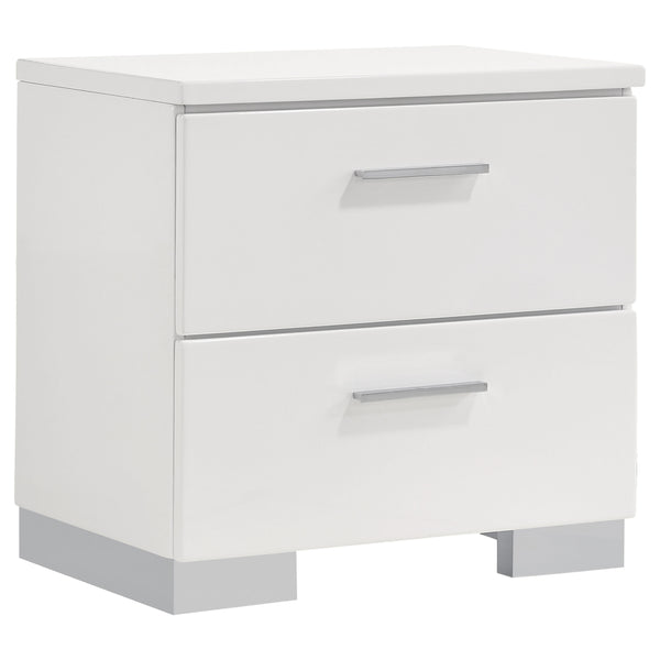 English Elm Dulcey Full Bedroom Set with Led Lighting High Gloss White Faux Leather Modern B062S01496