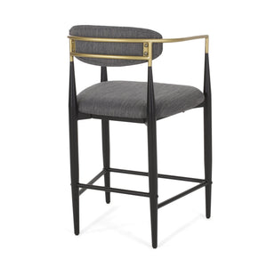 English Elm Christopher Knight Home® - Counter Stools Set Of 2 - Modern Charcoal Fabric With Black & Gold Iron Frames For Chic Dining N771P249370C
