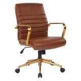 OSP Home Furnishings Baldwin Mid-Back Faux Leather Chair Saddle