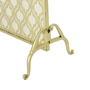 English Elm Christopher Knight Home® - FIRE Iron Single Panel Elmer Fireplace Screen — Durable Decorative Hearth Shield Protects Home Interiors Gold 61130.00GLD