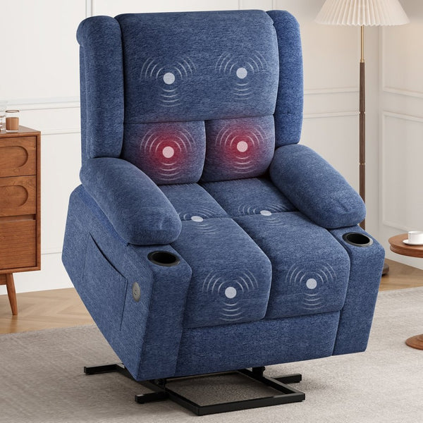 English Elm Power Lift Recliner Chair With Massage, Heat, Usb Ports & Cup Holders - Comfort For Seniors! T3623P380509-GIGA