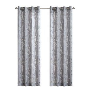 JLA Home Madison Park - Grommet Sheer Curtain with Burnout Bird & Branch Motif, Silver Grommets, Soft Sunlight Filter 84 L x 50 W x 0.13H MP40-3595