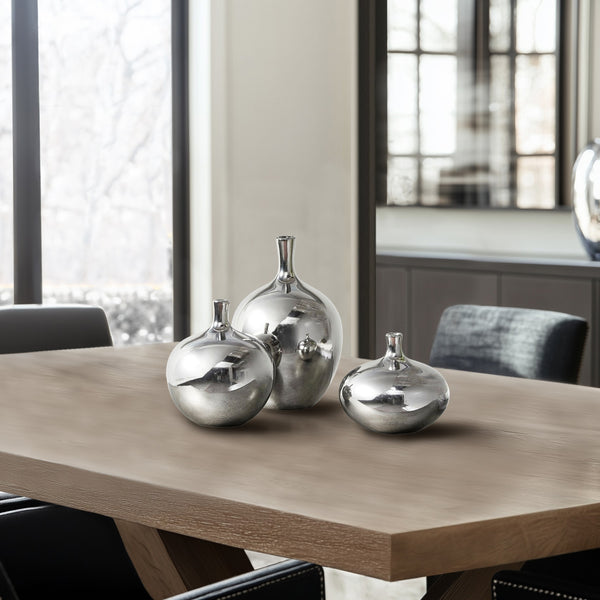 JLA Home Madison Park Signature - Mirrored ceramic decorative vases 3-piece set — Lustrous metallic finish, sculptural silhouettes for modern flair MPS162-347