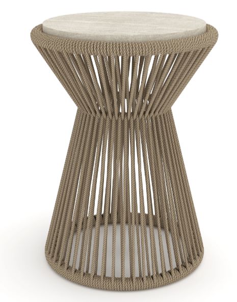 English Elm Rope Spot Table Beige — Textural Cylindrical Rope Accent Table 16"x16"x22" Coastal-Boho Charm B2699P373208