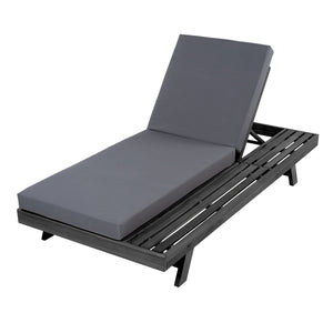English Elm Lounge Chaise Outdoor Acacia Wood Slatted Frame with Water Resistant Cushion Resort Style Black,Dark Grey N770P442B429CUSHDGRY