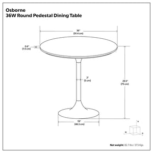 English Elm Osborne Round Marble Dining Table Genuine White Stone Top Iron Base Seats Four B136P439029