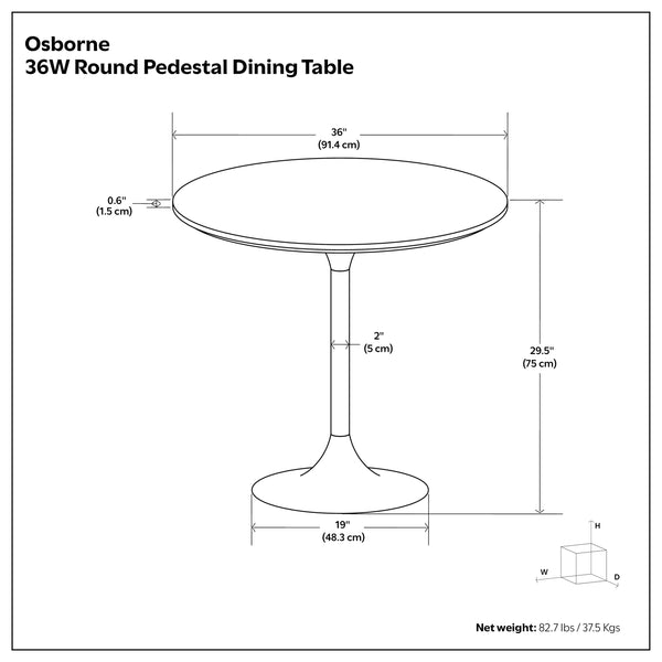 English Elm Osborne Round Marble Dining Table Genuine White Stone Top Iron Base Seats Four B136P439029