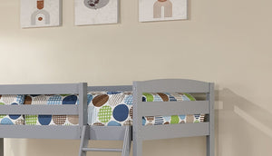 English Elm Modern Twin Over Twin Bunk Bed with Front Ladder, Safety Rails & Two Underbed Drawers, Solid Slat Support Gray 17 L x 80 W x 8 H B2741P345240