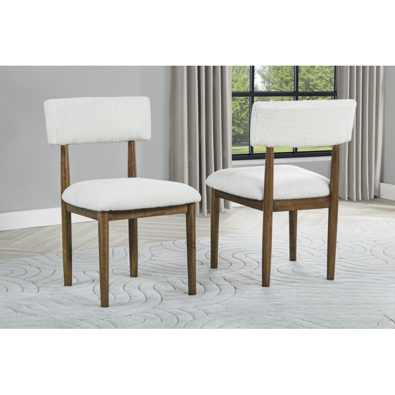 English Elm Contemporary Plush Boucle Dining Chairs Set of 2 with Padded Seat & Back, Solid Wood Frame, Chic Design Light Oak 36.5 L x 12.25 W x 21.5 H B011P366724