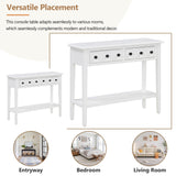 English Elm Trexm Rustic Console Table With Open Shelf, Rubber Wood Legs, Ideal For Entryways, Living Rooms, and Hallways (White)