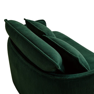 English Elm Convertible Compressed Sofa Chair Ottoman Corduroy Fold-Out Recliner for Small Spaces Dorm Apartments Green W1036P251813