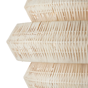 Antibes White Chandelier - Artisan-Crafted Bleached Rattan with Wrought Iron Frame for Modern Spaces