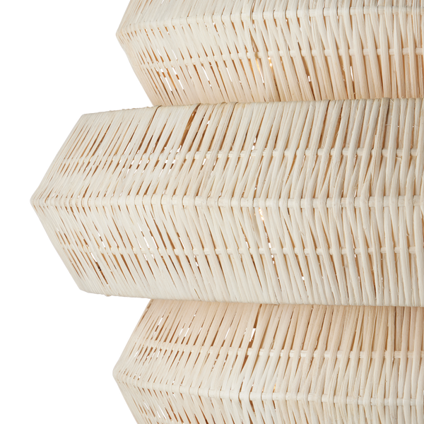 Antibes White Chandelier - Artisan-Crafted Bleached Rattan with Wrought Iron Frame for Modern Spaces