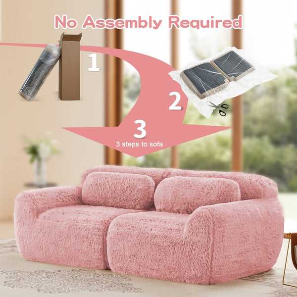 English Elm 2-seater Modular Cloud Sofa Plush Fluffy Sectional with Pillows for Living Room W714P380195