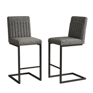English Elm Faux Leather Counter Stools Set of Two Ergonomic Curved Back Metal Frame Kitchen Seating Dark Gray W5096P400650