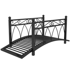 English Elm Outsunny Steel Arch Garden Bridge Ornate Scrollwork Spheres Pond Path Decor W2225P200794