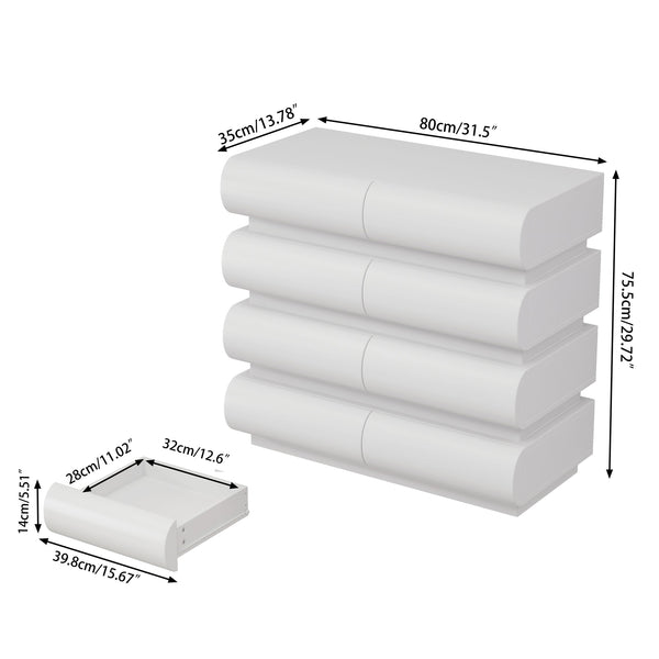 English Elm 8 Modern 8-Drawer Dresser for Bedroom with Handle-Free Design, Spacious Chest for Organized Living White W757P235729