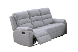 English Elm Modern Three Seat Manual Reclining Sofa Tufted Burlap Fabric Neutral Living Room B011P468576