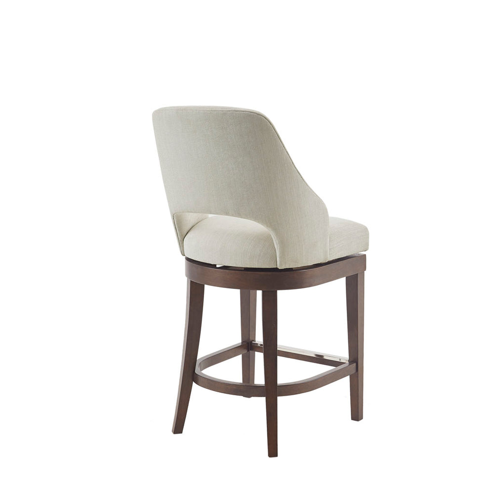 JLA Home Madison Park - Counter Madison Park Jillian Swivel Stool – Cream Upholstery, Dark Wood Base, 360° Comfort & Durability MP104-1074