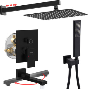 English Elm Male Npt Matte Black Shower System - Luxurious 12-Inch Rain Shower Head With Handheld Spray Set T3177P277540