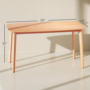 English Elm Nordic Solid Pine Rectangular Dining Table Seats Six with Rounded Corners for Family Meals T3971P429558