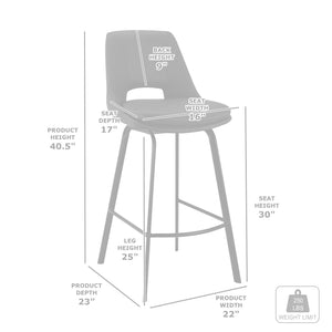 English Elm Amorel 30" Black Faux Leather Swivel Bar Stool with 4-Leg Metal Base — Durable, Stylish Seating B2736P268590