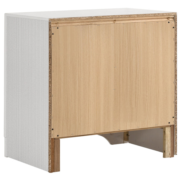 English Elm Annie Glam Queen Bedroom Set with Glitter Accents Upholstered Headboard White Finish B062S01602