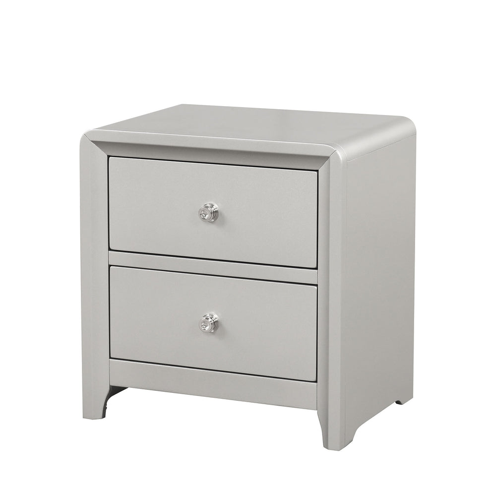 English Elm Contemporary Glam Nightstand Glossy White Lacquer Chrome Legs Dovetail Drawer Bedroom B2741P435314