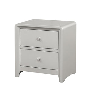 English Elm Contemporary Glam Nightstand Glossy White Lacquer Chrome Legs Dovetail Drawer Bedroom B2741P435314