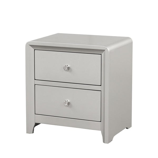 English Elm Contemporary Glam Nightstand Glossy White Lacquer Chrome Legs Dovetail Drawer Bedroom B2741P435314