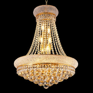 English Elm 24-Inch Gold Crystal Chandelier 12-Light French Empire Ceiling Light with 3000K LEDs, Pre-Assembled Elegance W2869P411736