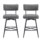 Christopher Knight Home® - Noble House - - 26''Retro Swivel Counter Stools Set Of 2,Grey Counter Stools With Iron Frame,Pu Sponge Cushion,Footrest,Suitable For Kitchen/Bedroom/Dining Room.