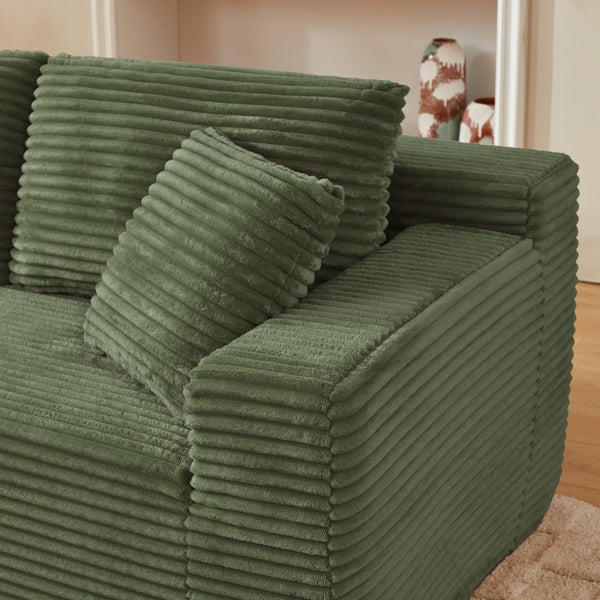 English Elm L-shaped Corduroy Sectional with Deep Cloud Seating for Living Room or Studio W2339S00121