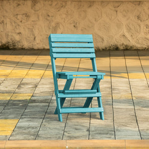 English Elm Coastal Bay Recycled Hdpe Folding Bistro Chair for Patio and Balcony Use Teal B2745P409658
