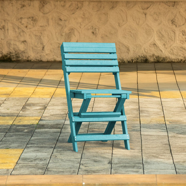 English Elm Coastal Bay Recycled Hdpe Folding Bistro Chair for Patio and Balcony Use Teal B2745P409658