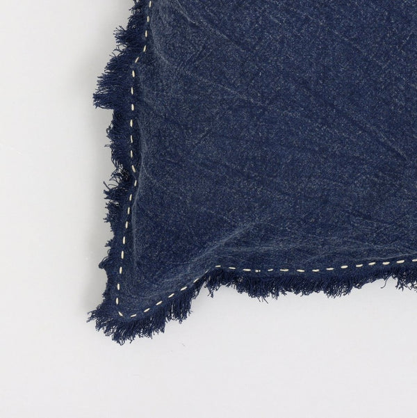 English Elm Stonewashed Linen Throw Pillow - Artisan Handworked Edges, Fringe, 22X22" For Cozy, Stylish Decor B346P321245-GIGA