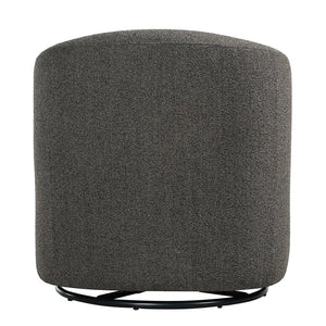 English Elm 30" Boucle Swivel Barrel Chair Wood Accents Sculptural Accent Seating for Any Room N767P422966W