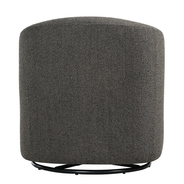 English Elm 30" Boucle Swivel Barrel Chair Wood Accents Sculptural Accent Seating for Any Room N767P422966W