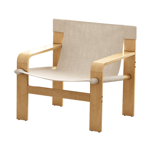 English Elm Detachable Oak Accent Chair with Solid Wood Frame, Wide Armrest, Removable Washable Linen Cover White W2336P251803