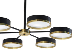 Sunpan Oswin Modern Chandelier - Stunning Black & Gold Iron Fixture for Living, Lounge, and Dining Spaces