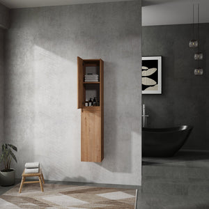 English Elm 12" Bathroom Side Cabinet - Sleek Wall-Mounted Organizer With Soft-Close Doors & Stylish Design W999S00216