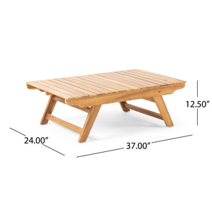 English Elm Christopher Knight Home® - SEDONA Acacia Outdoor Coffee Table with Open Slat Top, Durable Wood Design for Patio Living Spaces Teak 41.5 L x 28.25 W x 7.5 H 65811.00